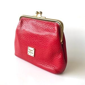 Dooney & Bourke Leather Kisslock Coin Purse Red